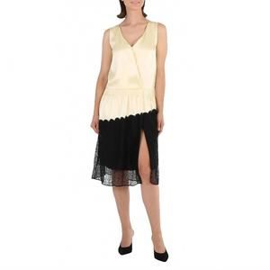 NEW BURBERRY silk satin & lace sleeveless dress in cream/black